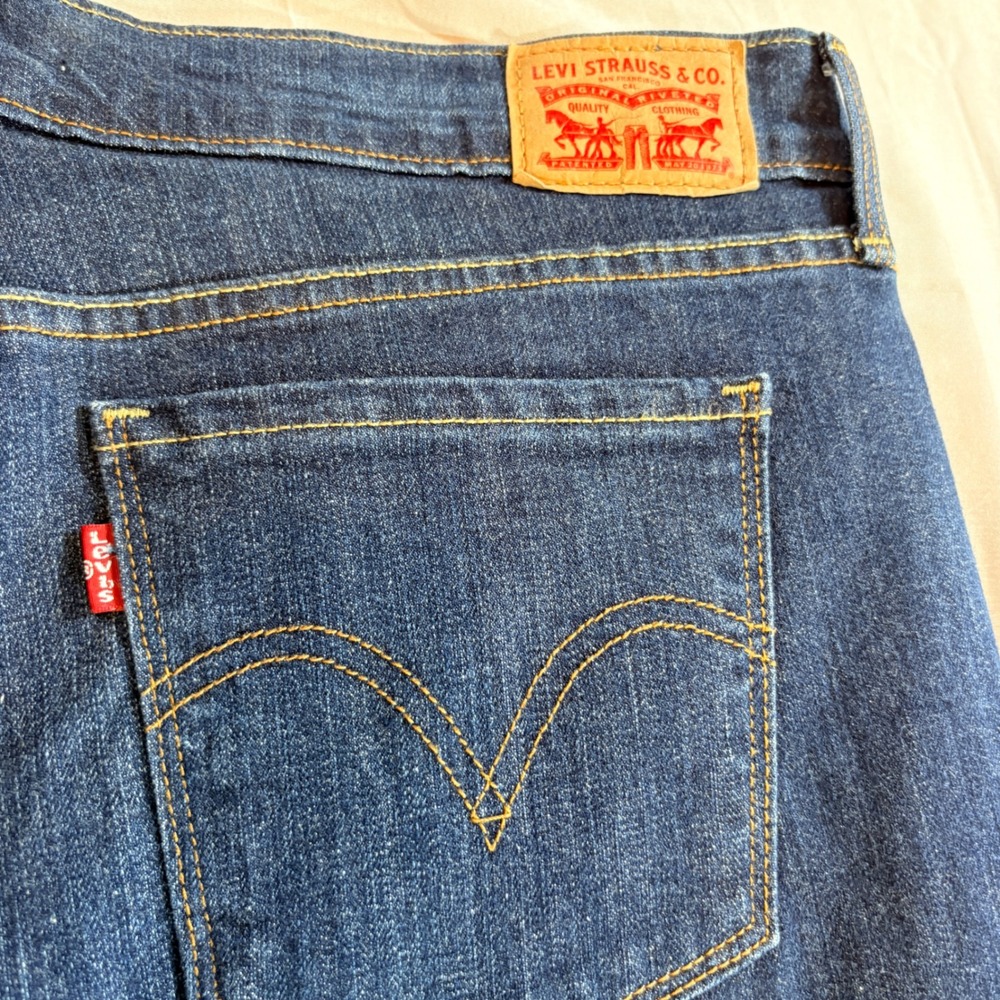 Levi's 505 Straight Leg Jeans Womens 12L W31 L34 Dark Wash Stretch Denim